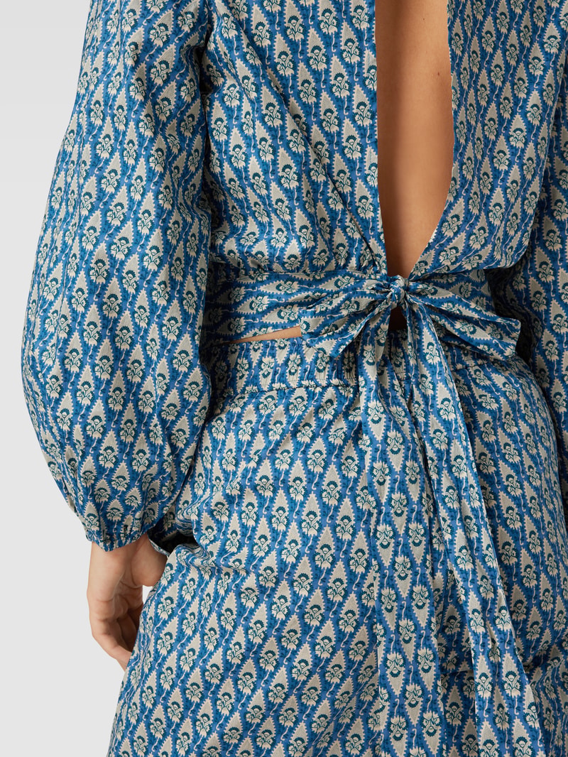 Blusenshirt aus Baumwolle mit Allover-Muster in jeans