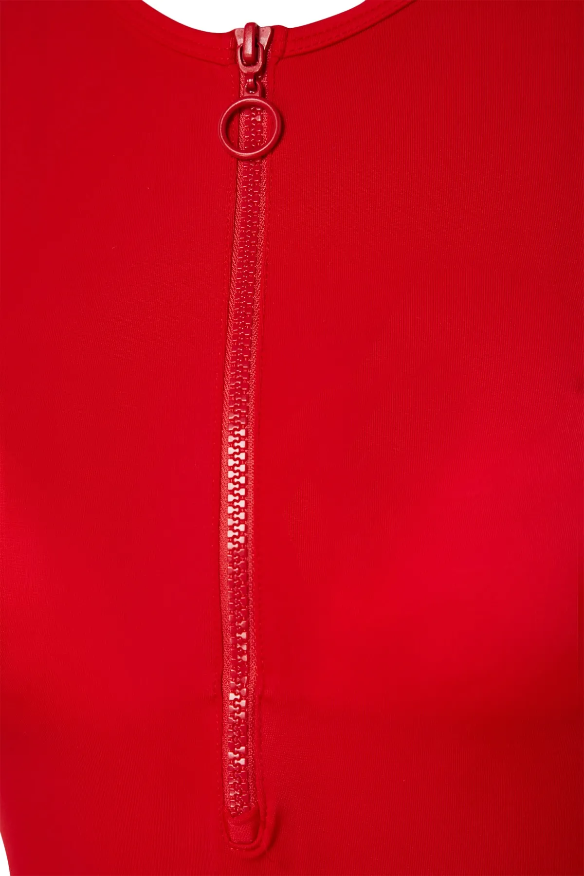 Trendyol Collection  Roter Neckholder-Badeanzug mit Reißverschluss und normalem Bein TBESS21MA0013