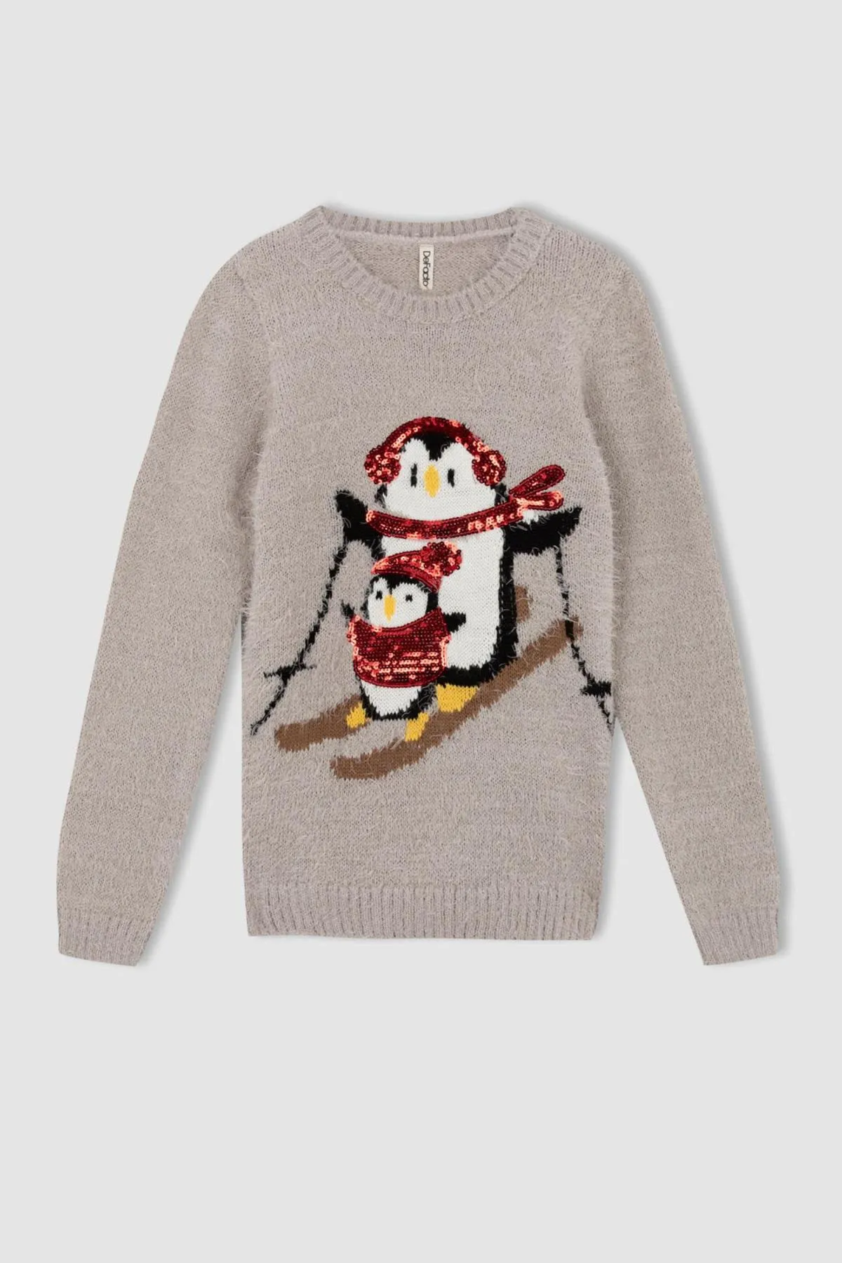 DeFacto  Mädchenpullover mit Rundhalsausschnitt und Neujahrsmotiv