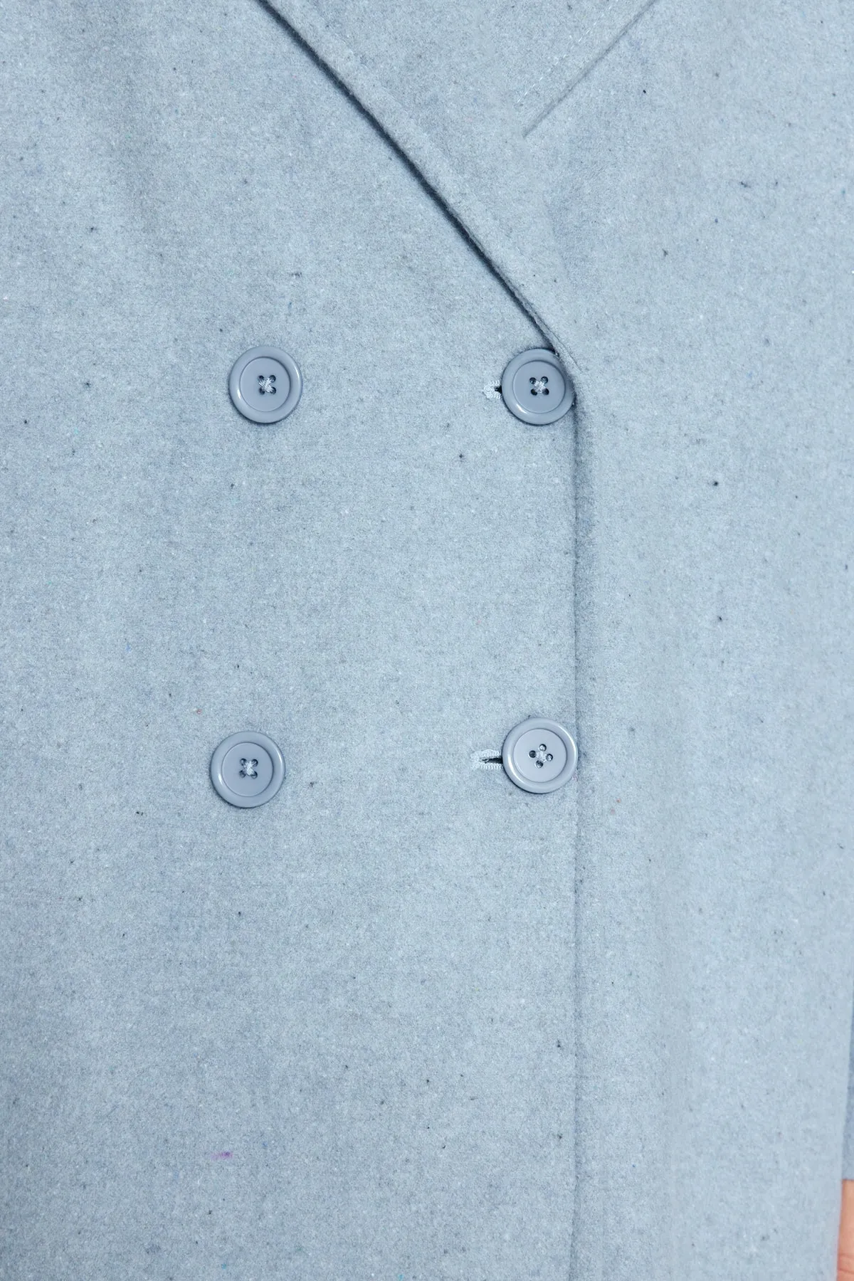 Trendyol Collection  Blauer, übergroßer, weit geschnittener, langer Wollmantel mit Stempelmuster TWOAW21KB0038
