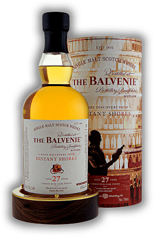 Balvenie 27 Years A Rare Discovery From Distant Shores Balvenie 27 Years A Rare Discovery From Distant Shores Streng limitierte Abfüllung.  Alter 27 J. - 0,7	 Liter - Vol 48%