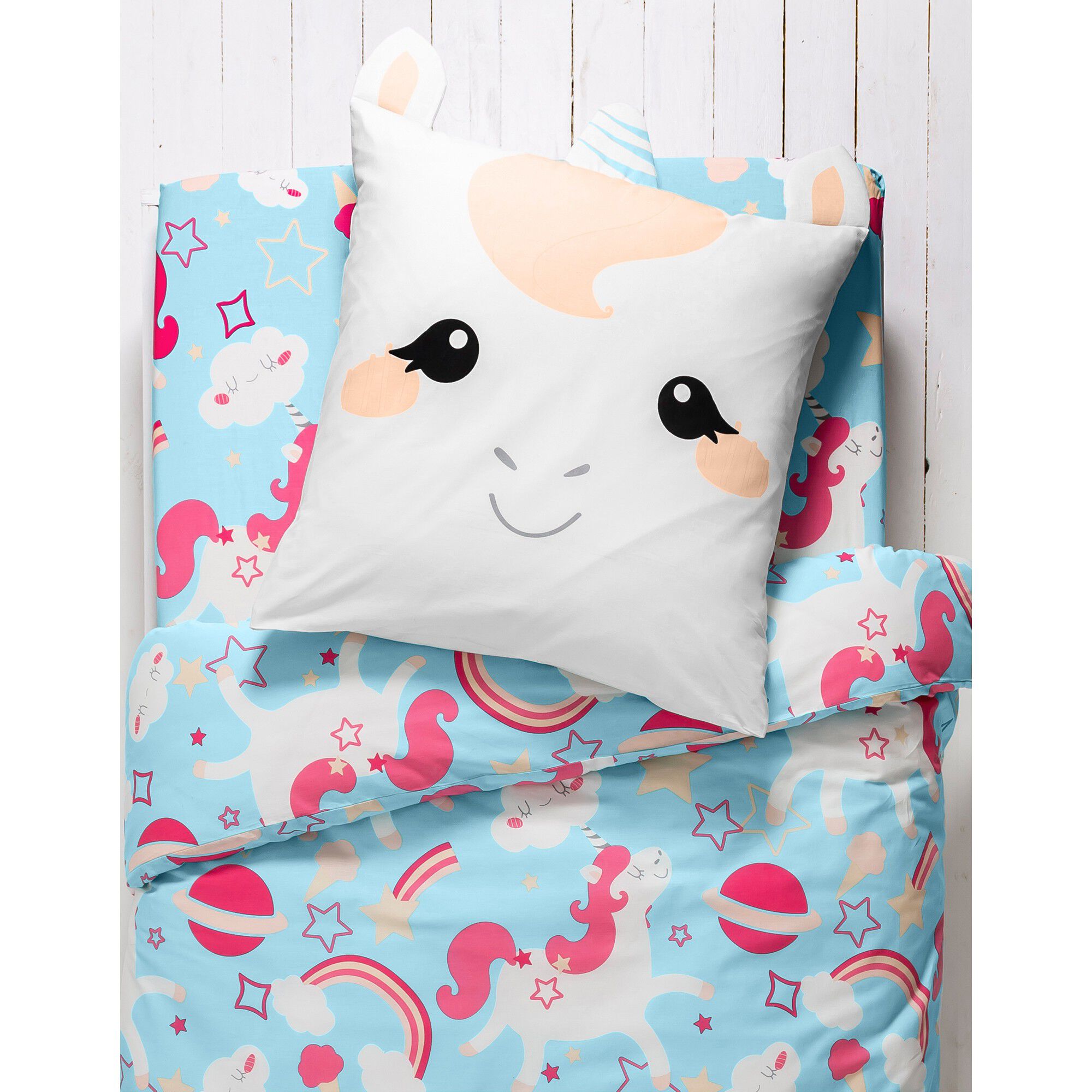 Linge de lit enfant à motif Licorne en coton biologique, éco-responsable