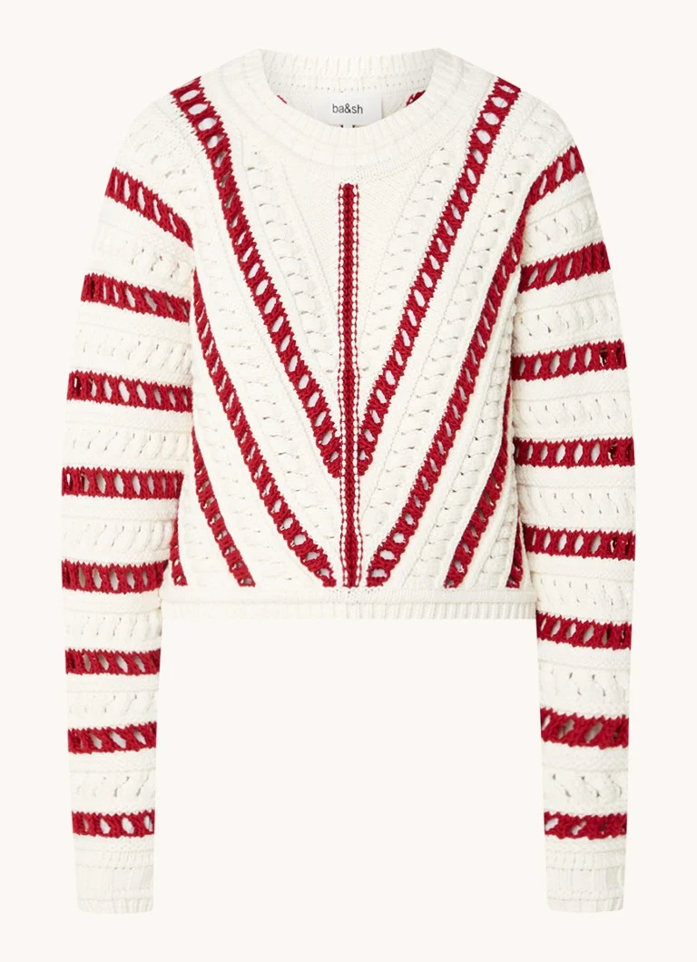 Pulover scurt Gardy din tricot împletit de la ba&sh cu imprimeu în dungi
