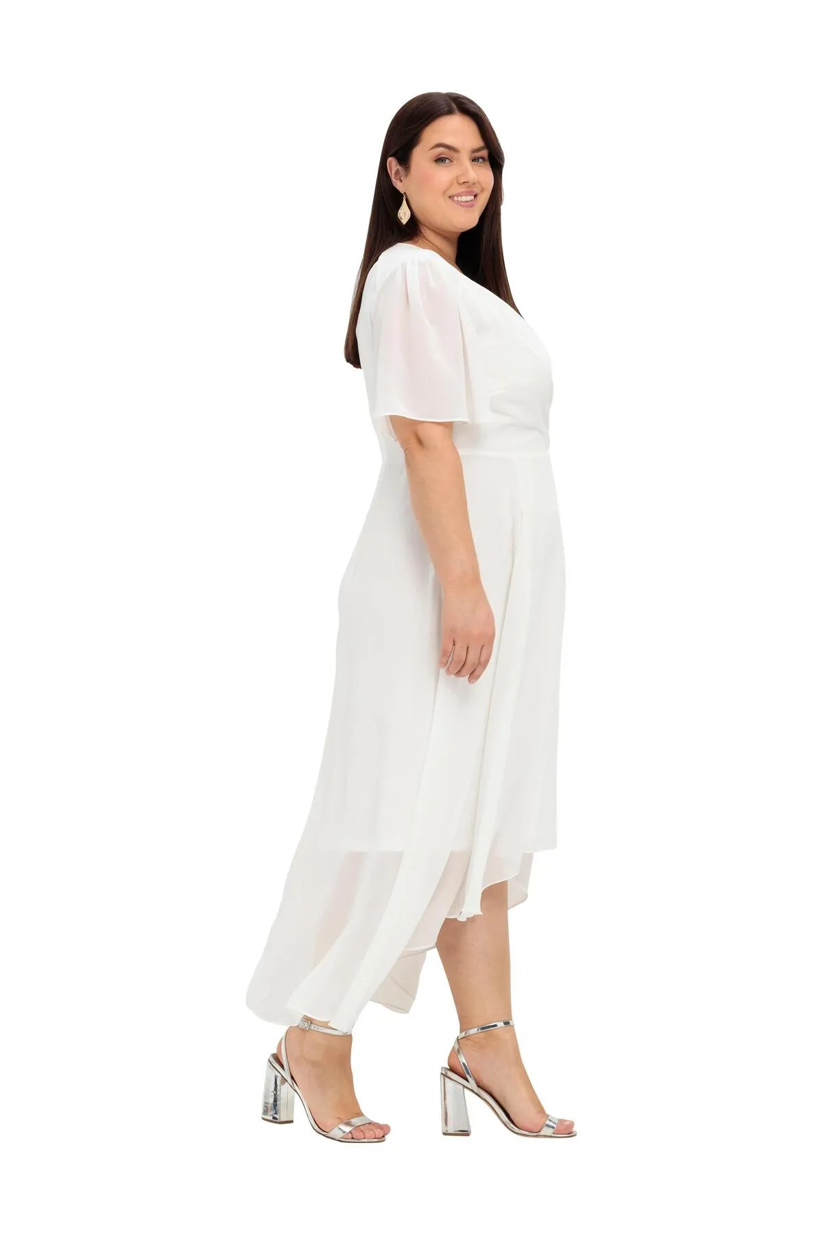 Sheego  Kleid - Weiß - Basic