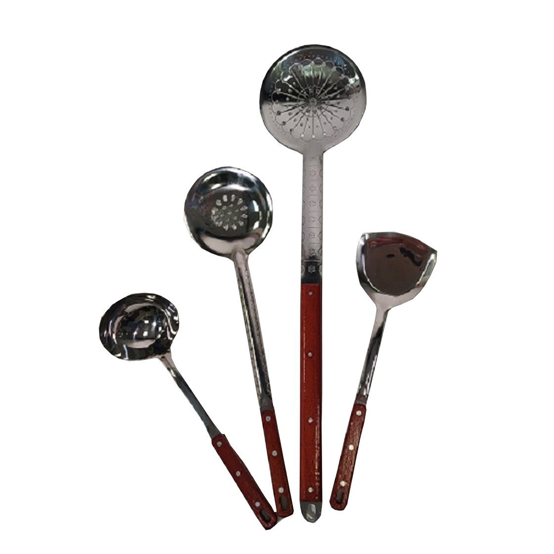Grillpeter Grillbesteck-Set Schöpfkellen Set 4 tlg. mit Holzgriff Edelstahl für Kasan Utschak Plow