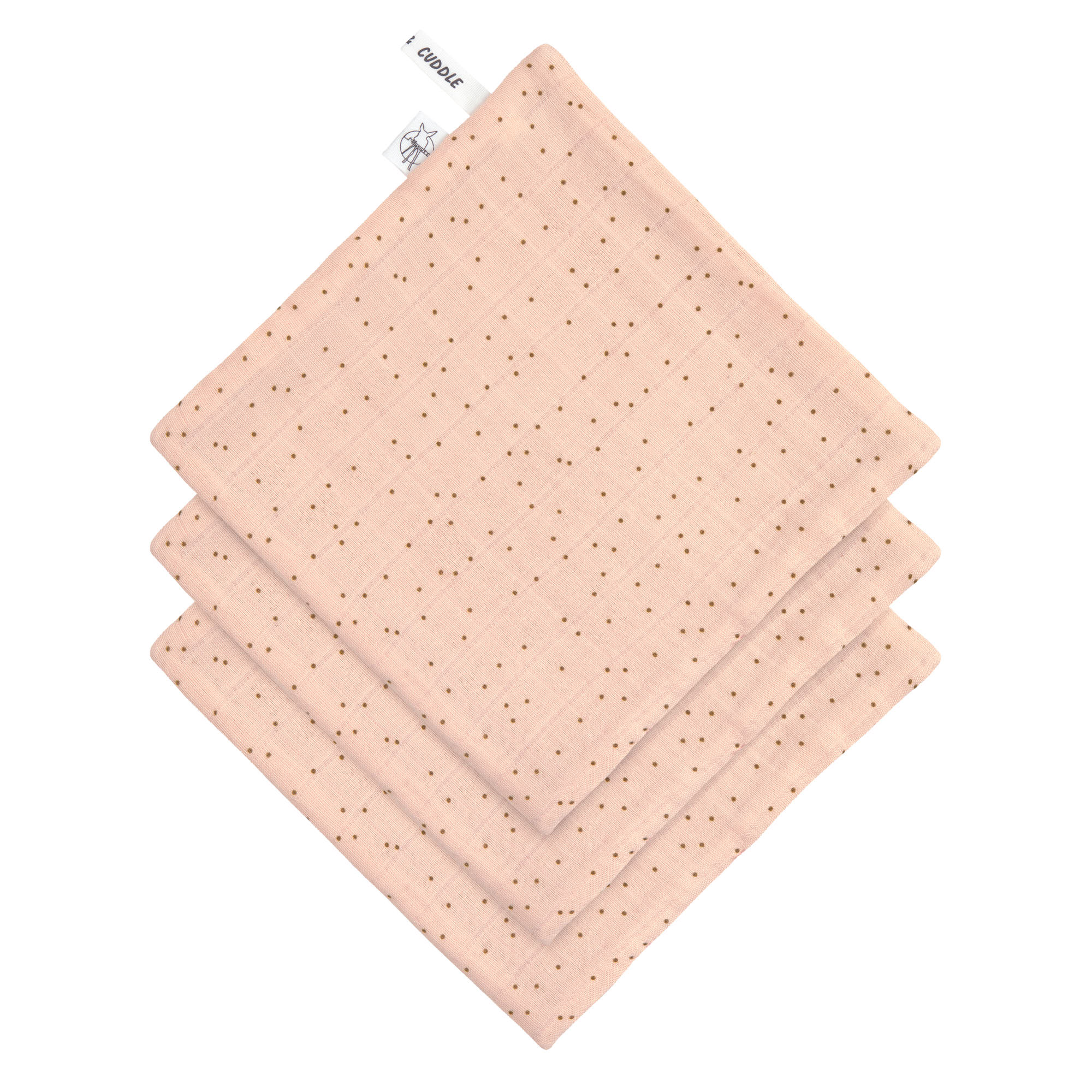Musselin Waschlappen Baby 3er Set - Punkte, Rosa