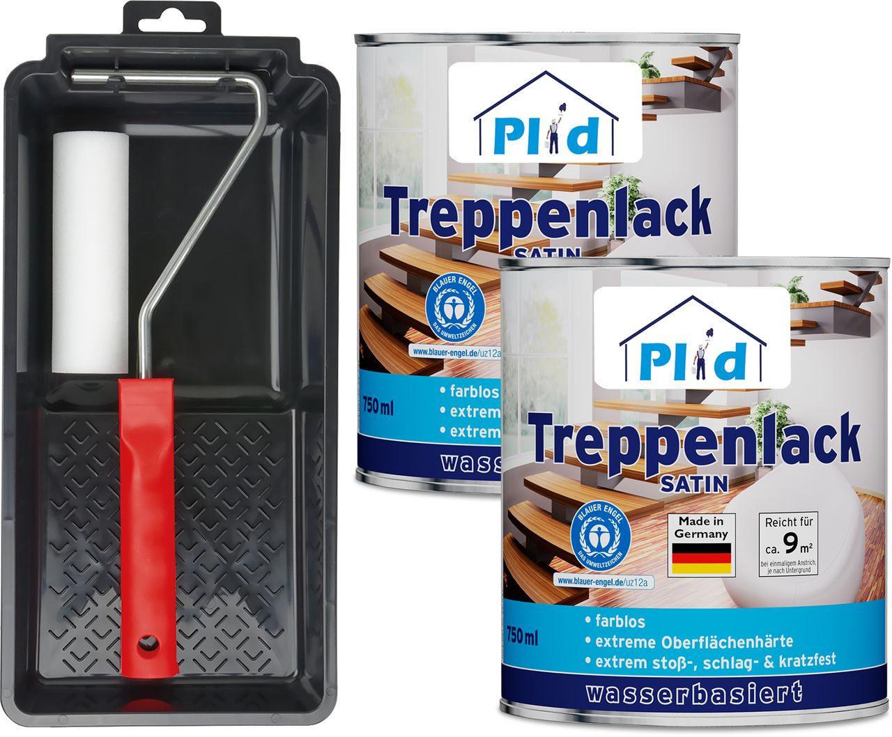 Plid Premium Treppenlack Treppensiegel Klarlack Holzsiegel Set Farblos - Satin