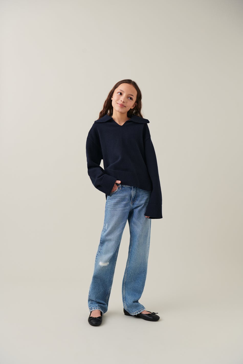 Y loose collar sweater