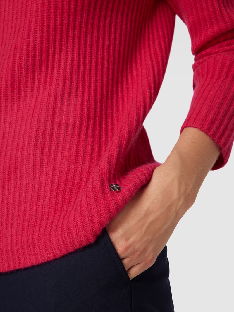 Rollkragenpullover aus Kaschmir mit Rippenstruktur in pink