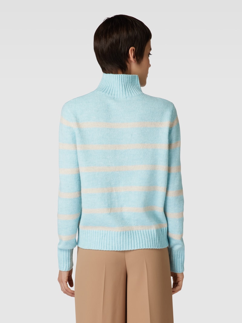 Strickpullover mit Stehkragen in bleu