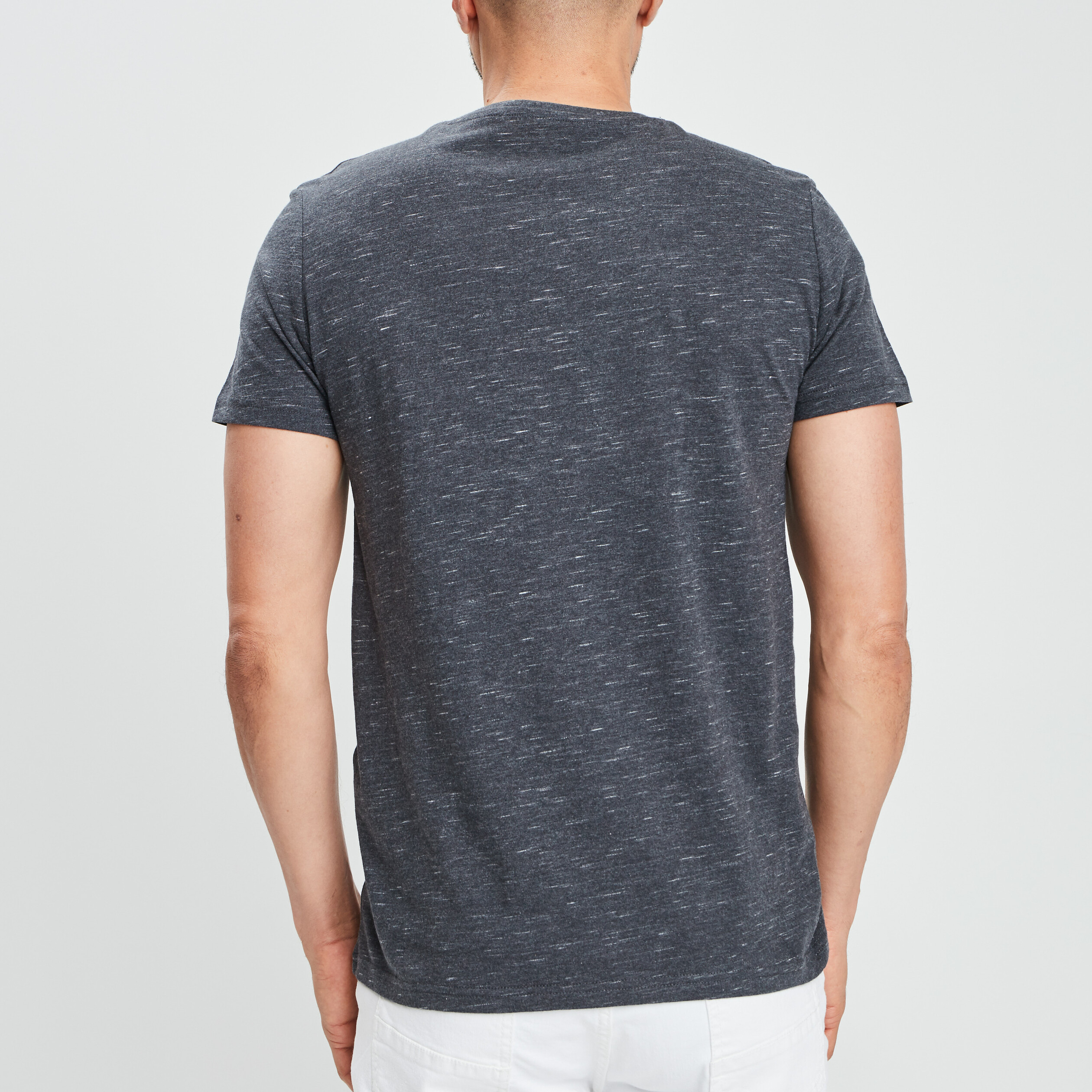 T-shirt manches courtes chiné gris foncé homme | La Halle