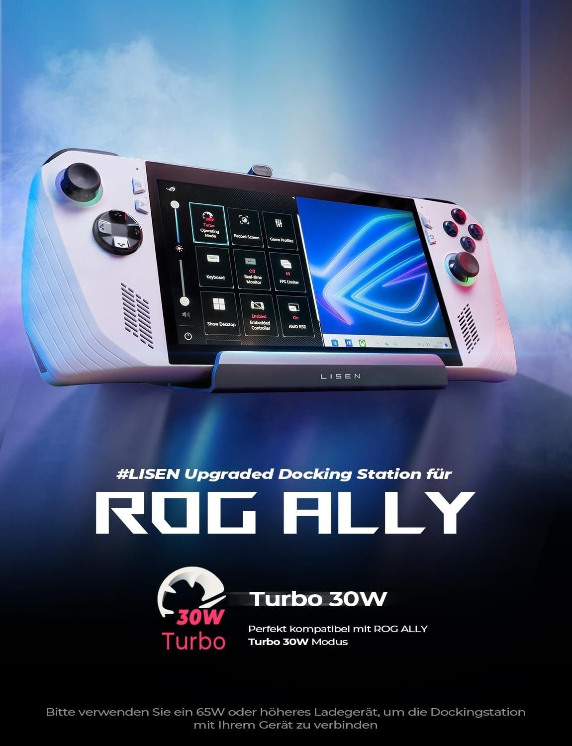 Haiaveng Festplatten-Dockingstation Dock für Legion Go/ROG Ally/ Steam Deck mit HDMI 4K@60Hz, Lüfter, (10 St), 10 in 1 Dockingstation mit USB 3.0 & 2.0,Zwei Lüftern,Gigabit Ethernet