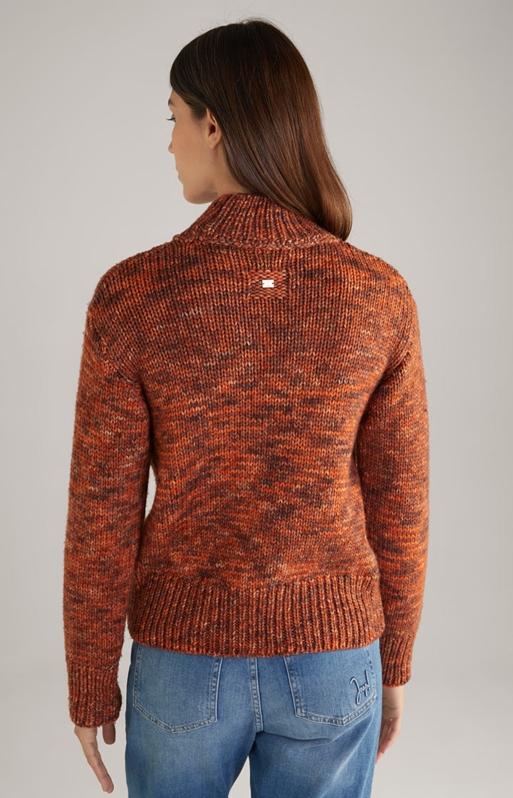 Schurwoll-Strickpullover Orange meliert
