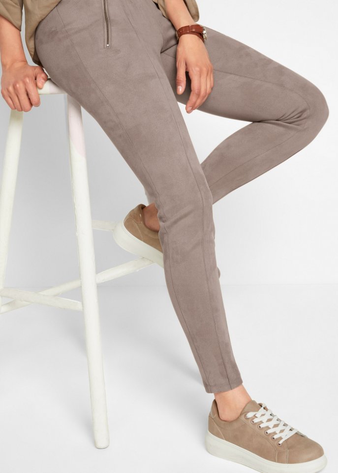 Velourslederimitat-Hose mit Biesen und Stretch-Anteil, Komfortbund