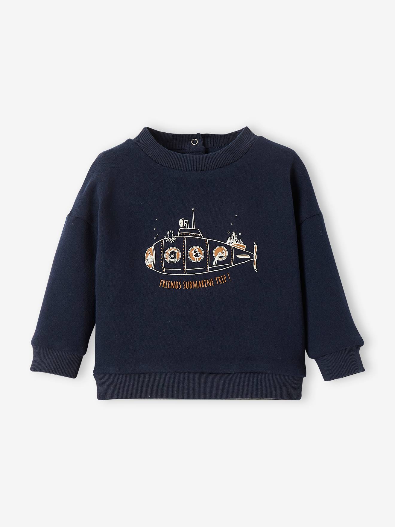 Ensemble bébé sweat en molleton + pantalon en sergé encre