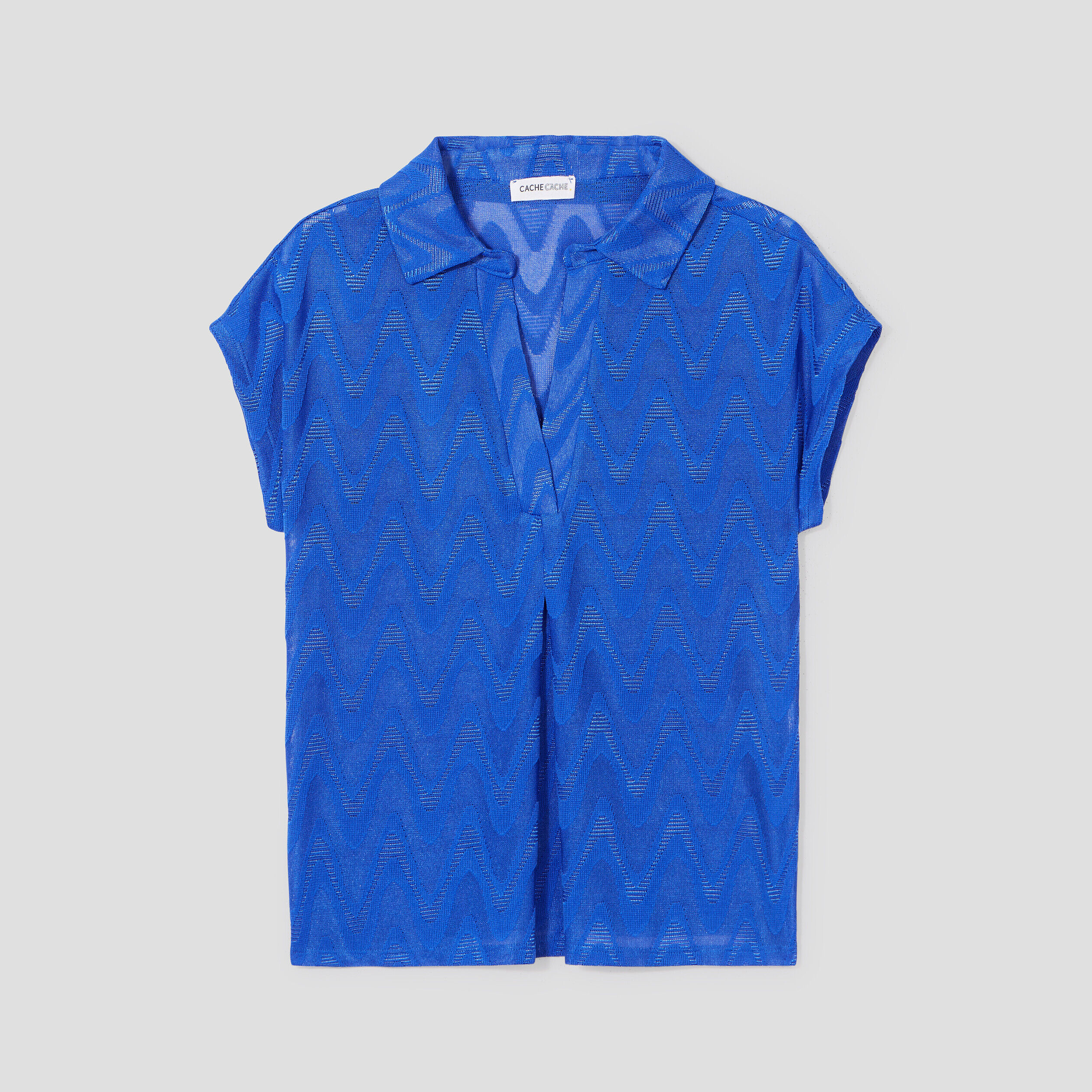 Chemise manches courtes bleu electrique femme | Cache Cache