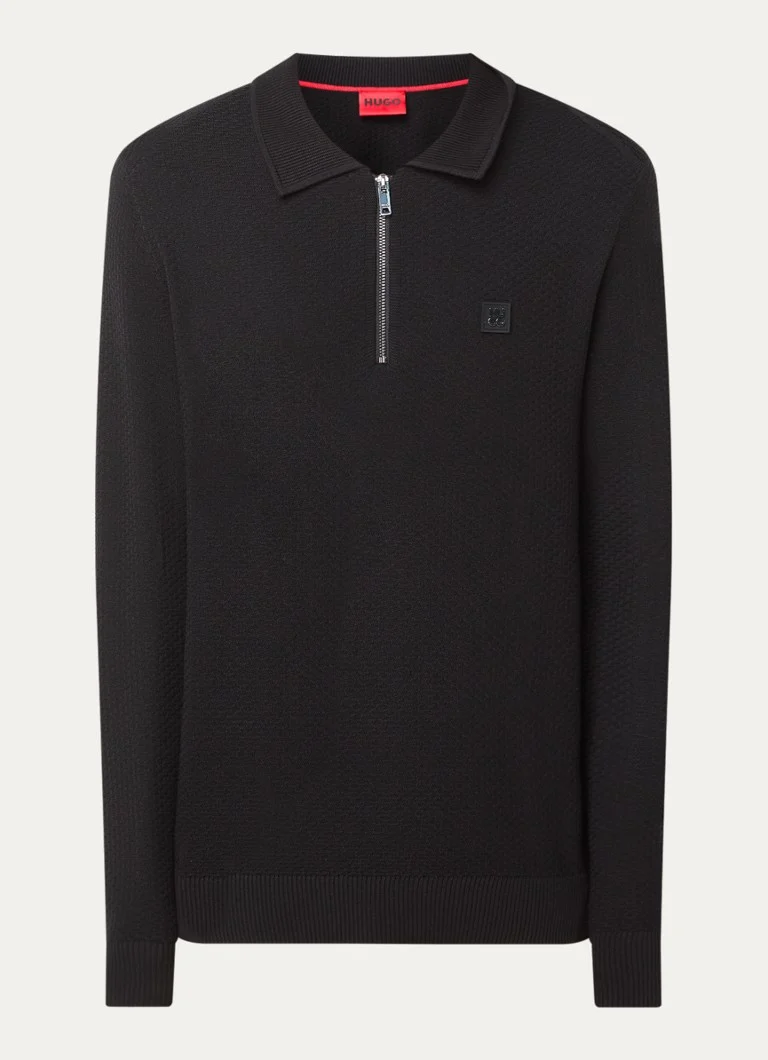 HUGO BOSS Sastoon fine knit sweater in wool blend with half zip