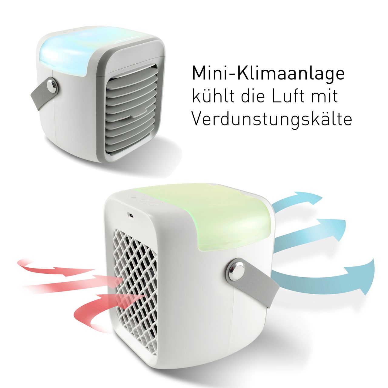X4-Life Mobiles Verdunstungs-Klimagerät LED RGB Beleuchtung grau/weiß