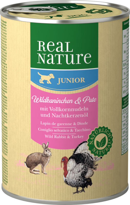 REAL NATURE Hundenassfutter REAL NATURE Junior Wildkaninchen & Pute 12x400 g