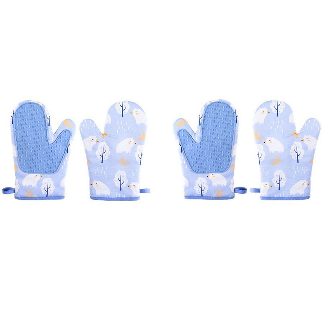 YANN Topfhandschuhe Silikon Ofenhandschuhe, hitzebeständige wasserdichte Handschuhe, (Anti-Verbrühungs-Koch- und Backtopflappen), flexible Ofenhandschuhe mit gestepptem Futter1 Paar