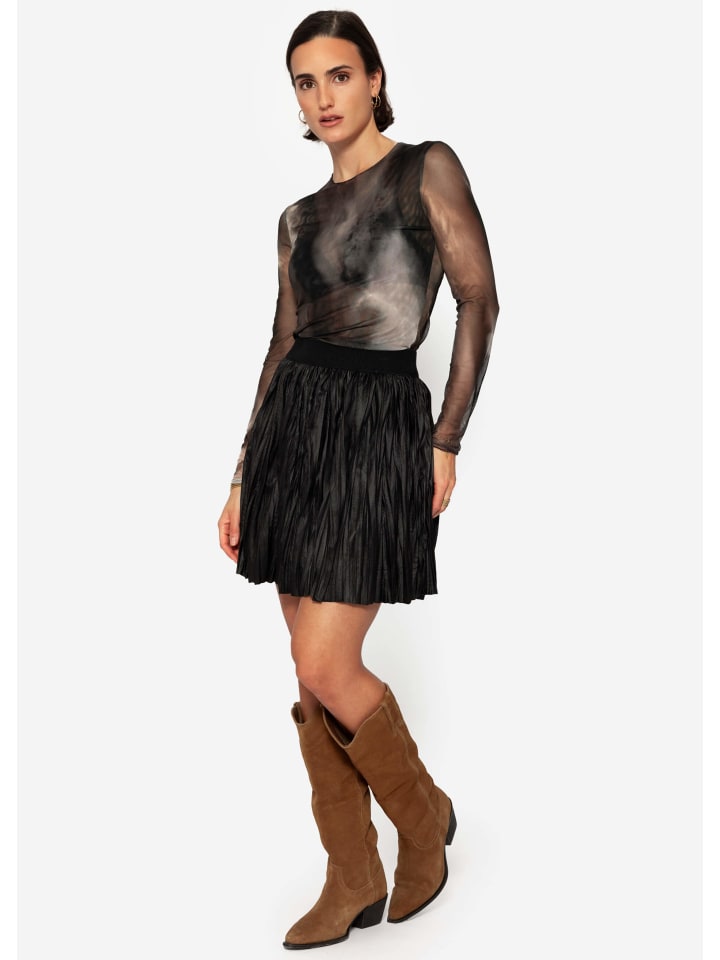 SASSYCLASSY Plissierter Rock aus Kunstleder in Schwarz günstig kaufen