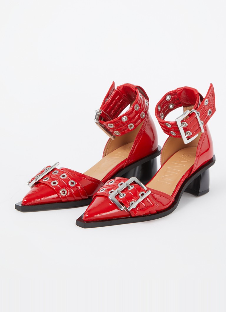 Ganni pump with buckle detail and patent finish