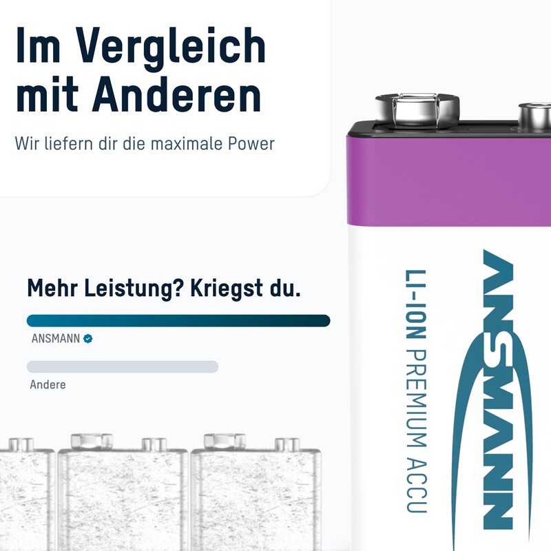 Ansmann Akku Li-Ion 9V E-Block &ndash; 1 Stück