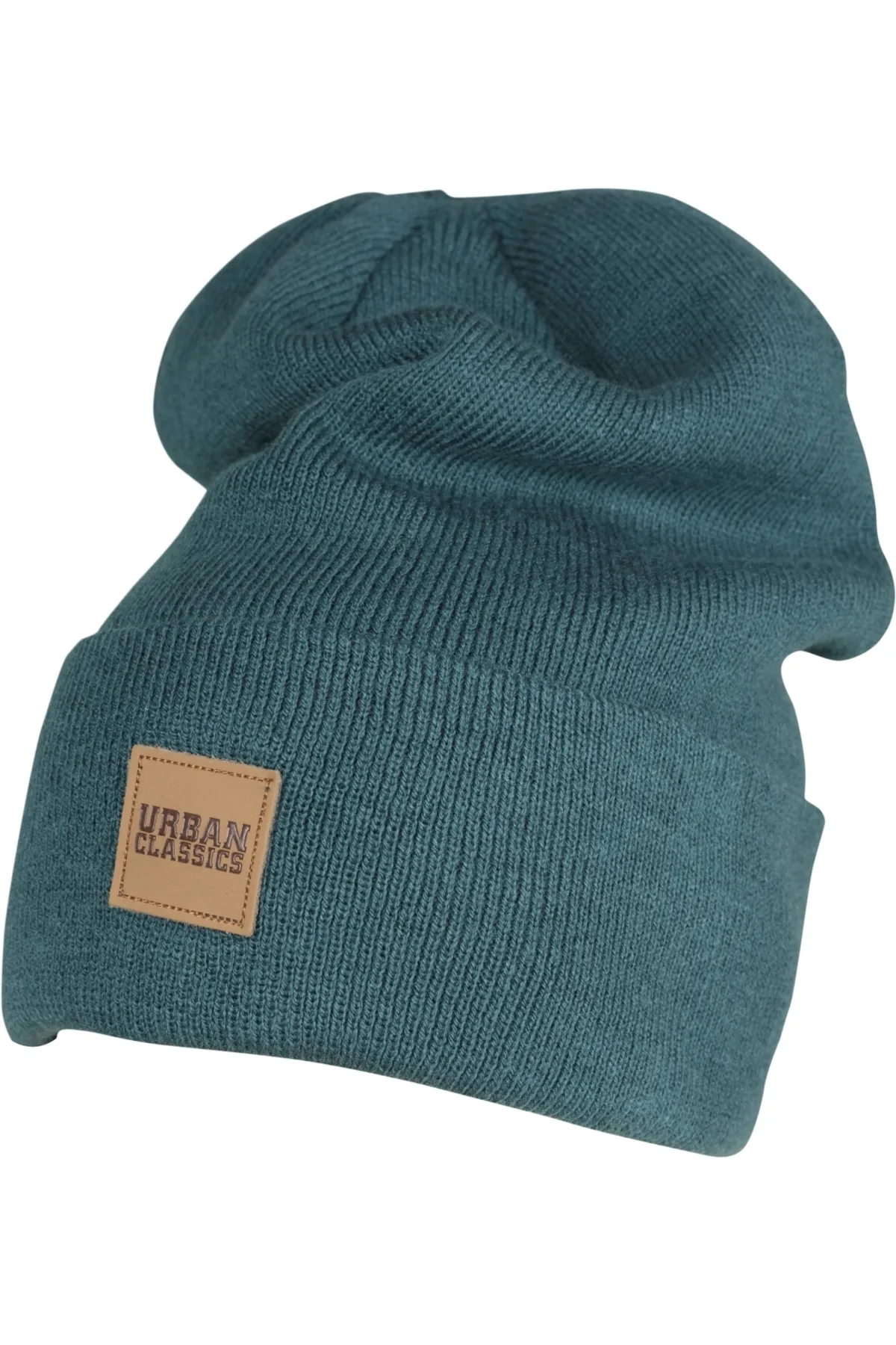 Urban Classics  Unisex Lange Beanie mit Kunstlederpatch