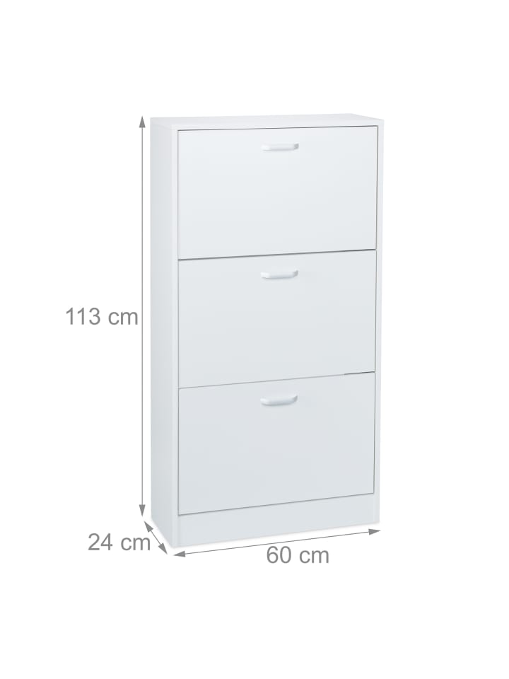 relaxdays Schuhschrank in Weiß - (B)60 x (H)113 x (T)24 cm günstig kaufen onesize