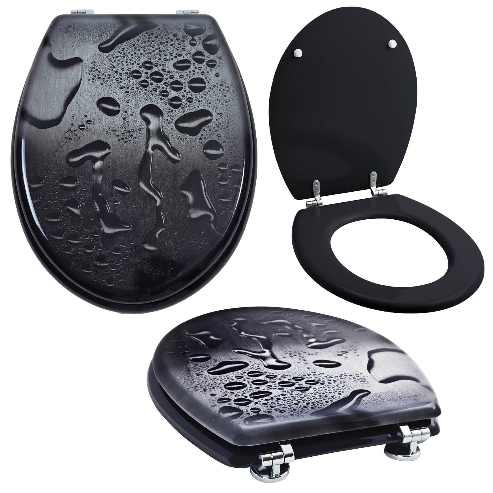 Grafner WC-Sitz WC Sitz mit Absenkautomatik Motiv Black Drops Toilettendeckel, mit Absenktautomatik