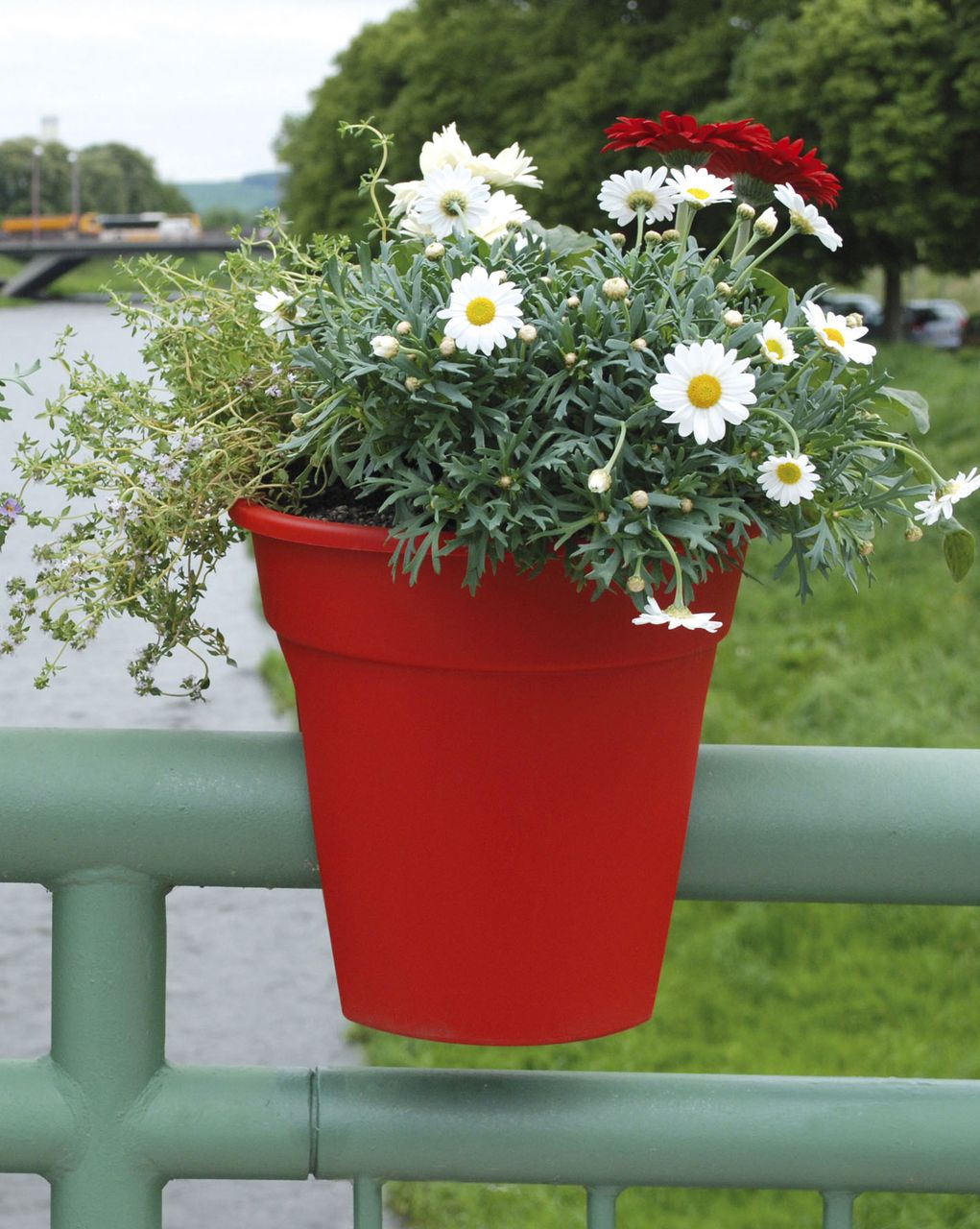 KHW Geländerblumentopf Flowerclip, 3er Set, rot