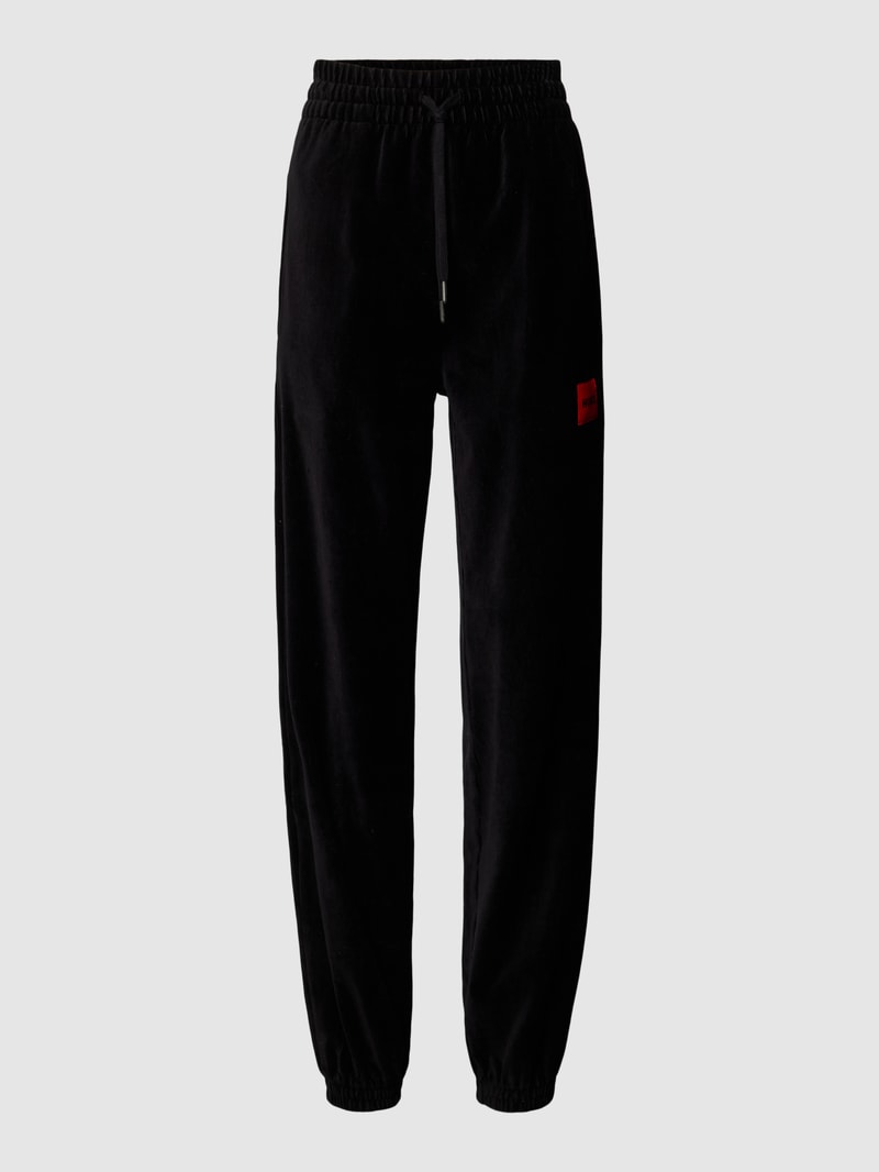 Regular Fit Hose aus Samt mit Label-Patch in black
