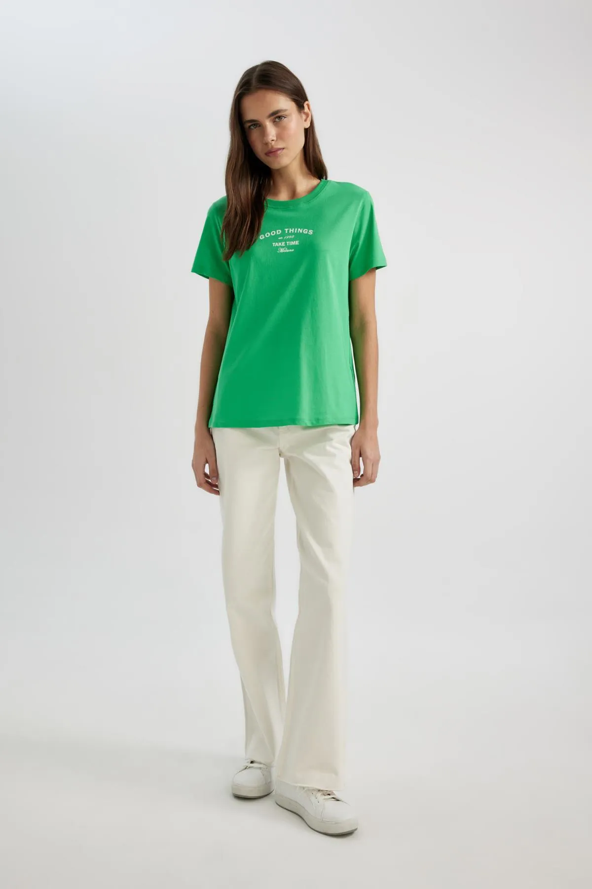 DeFacto  T-Shirt - Grün - Regular Fit