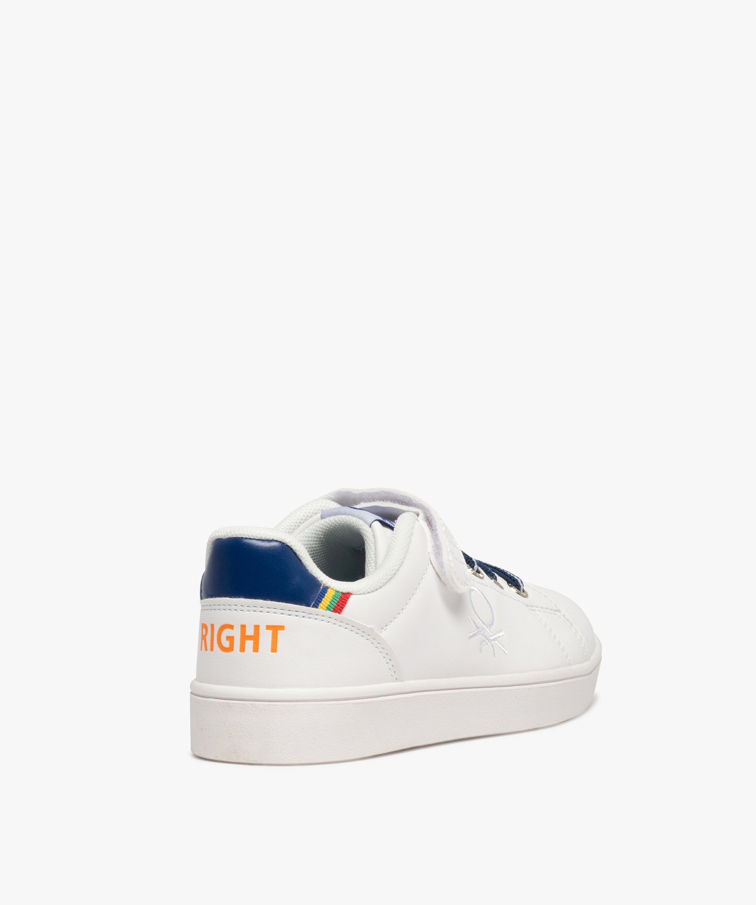 Baskets Garçon à lacets élastiques et scratch - Benetton blanc | GEMO