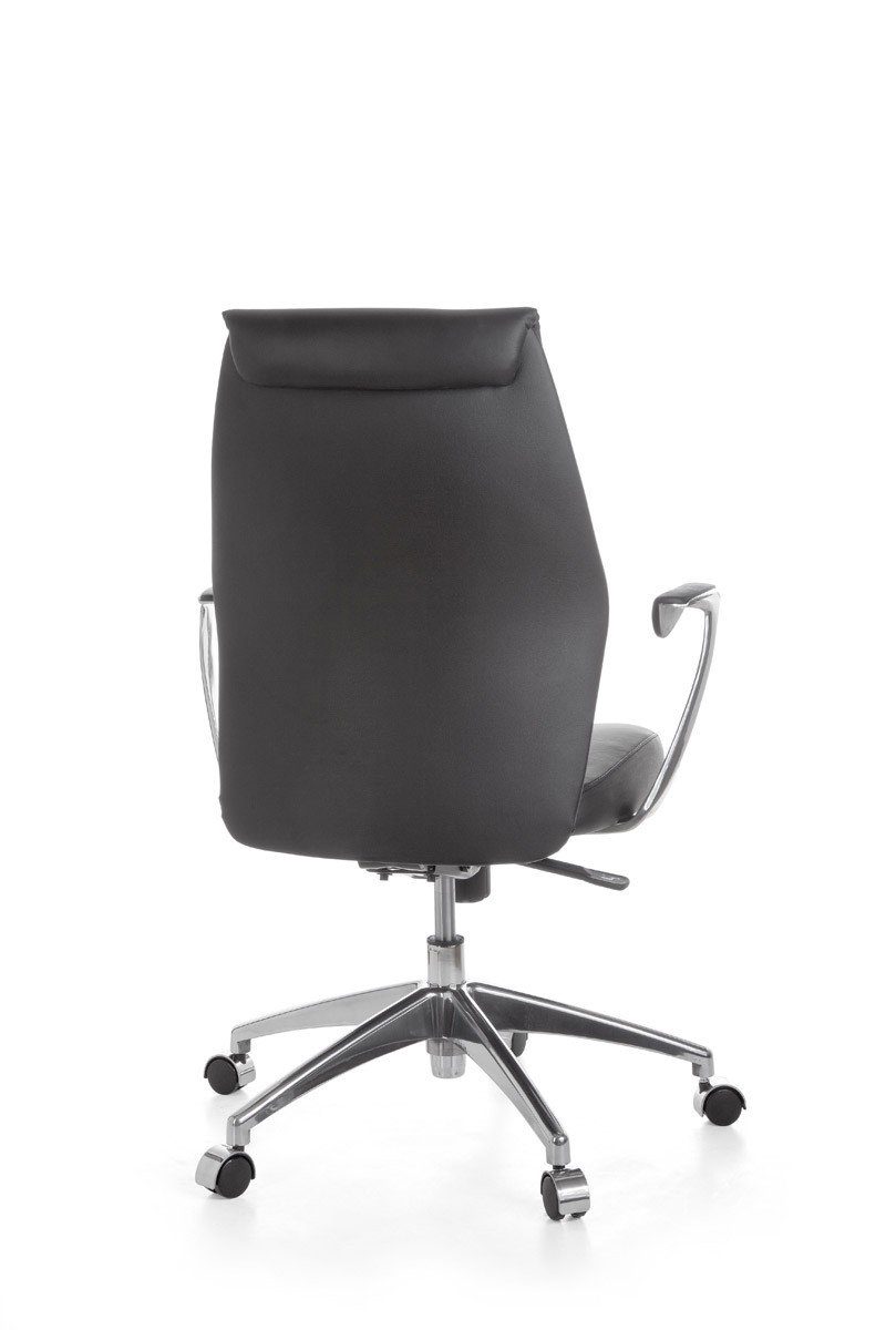 Amstyle Chefsessel SPM1.142 (Echtleder Schwarz, Bürostuhl XXL 120 kg Modern), Schreibtischstuhl Drehbar, Drehstuhl mit Armlehne