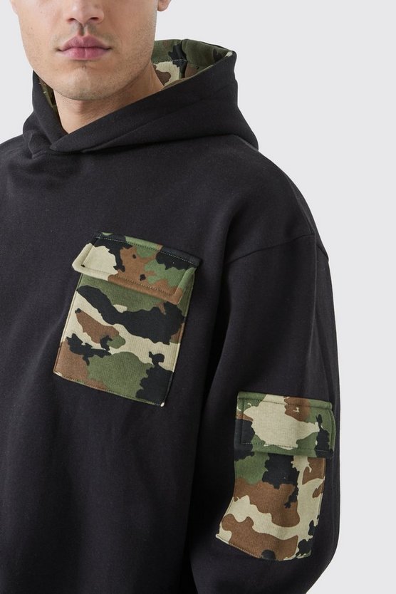 Kastiger Oversize Hoodie mit Camouflage-Print