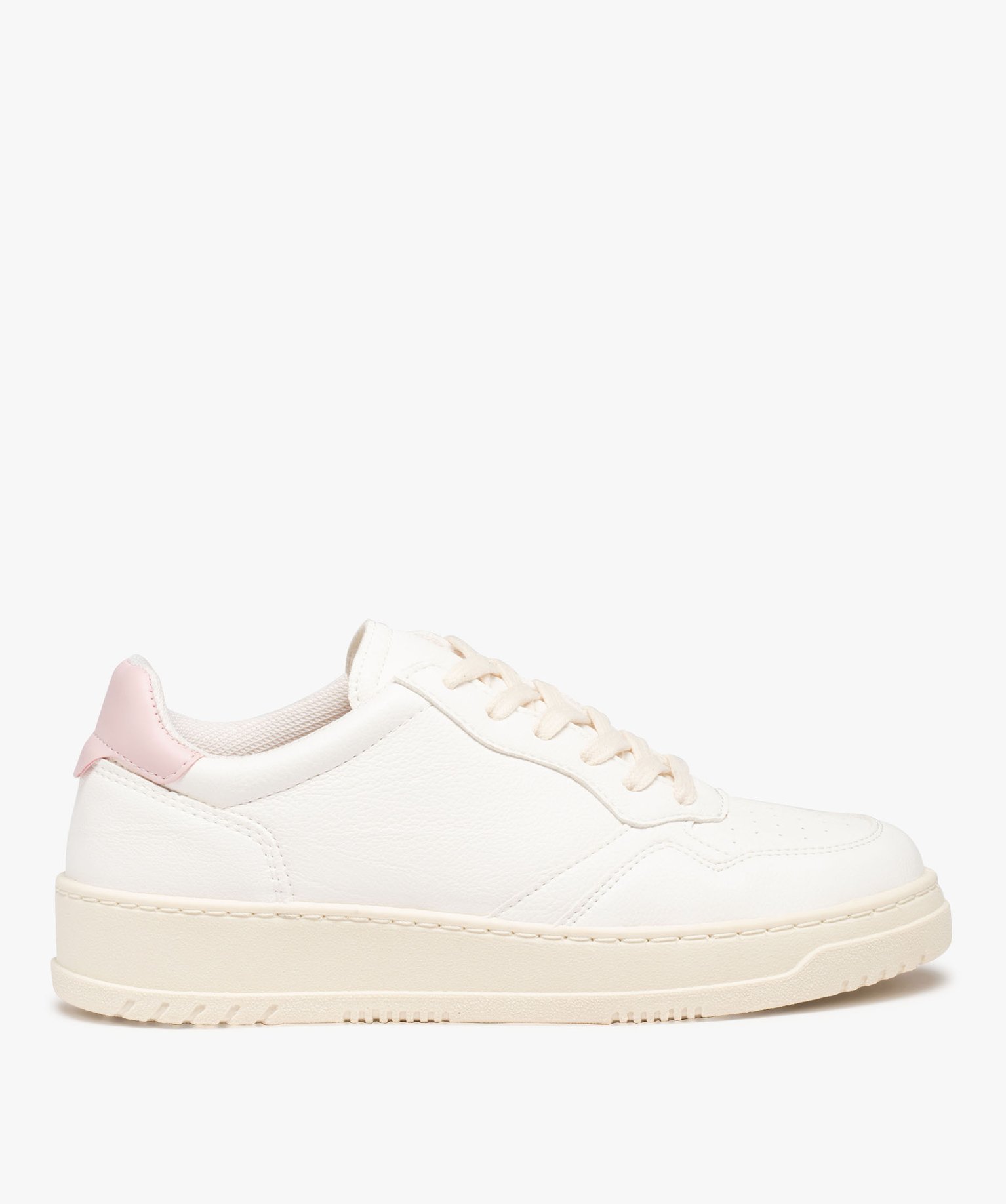 Baskets femme unies style rétro à semelle épaisse - Gémo... blanc | GEMO