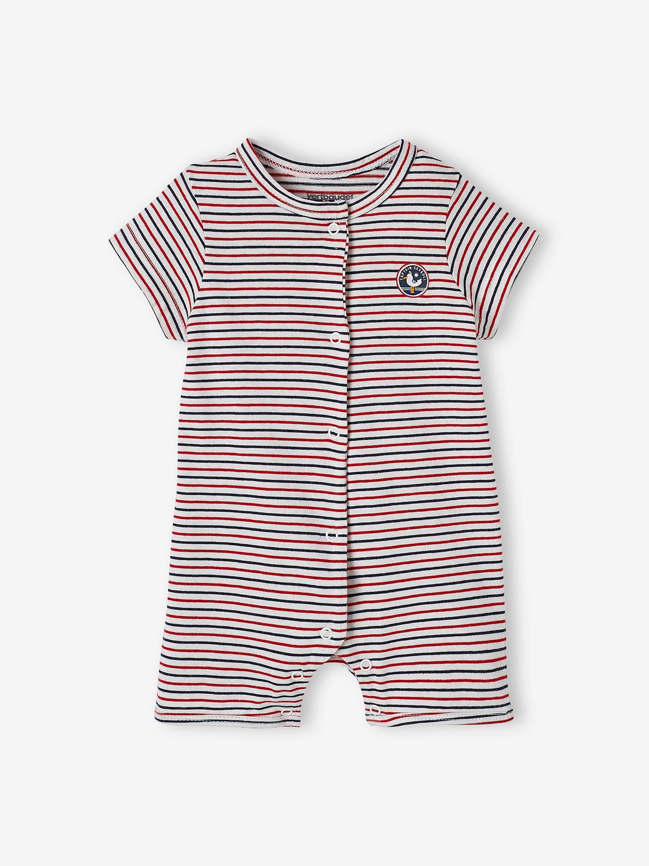 Vertbaudet 2er-Pack Jungen Baby Kurzoveralls Oeko-Tex - pack wollweiß