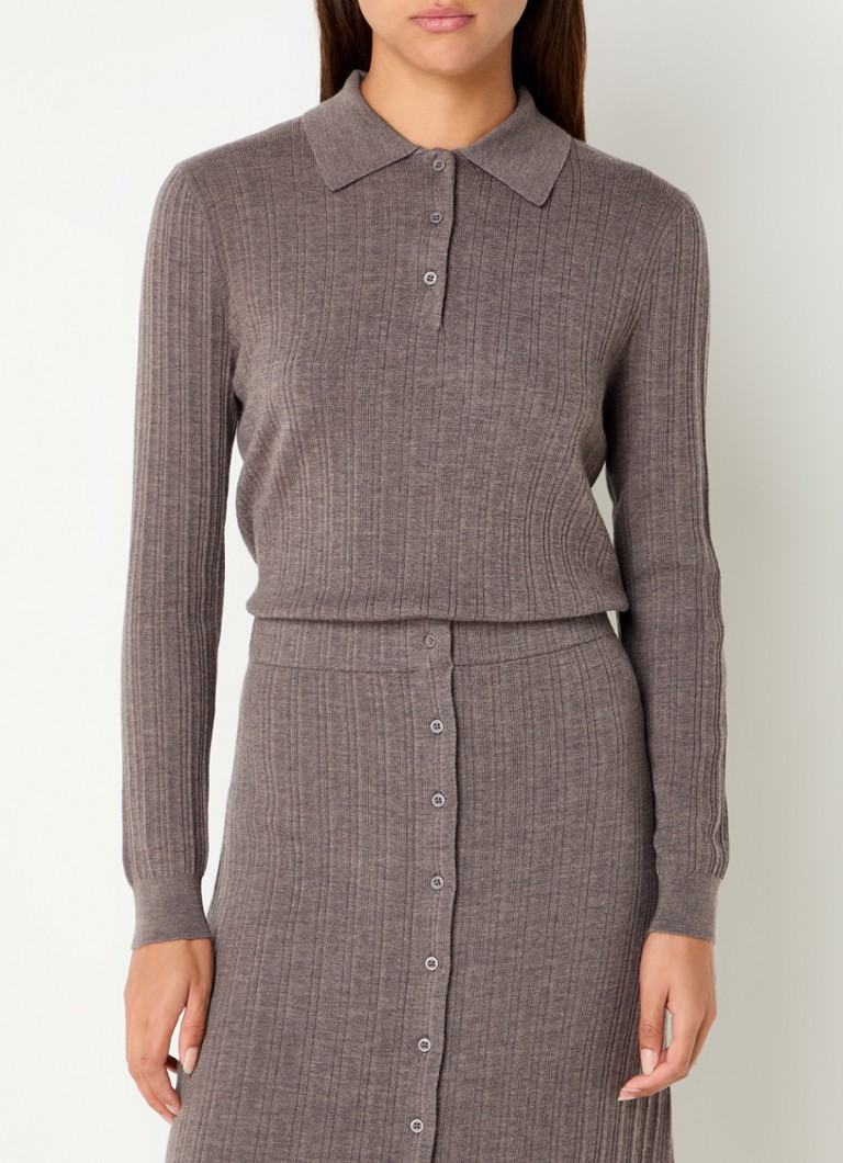 Claudie Pierlot Rib-knit wool polo shirt