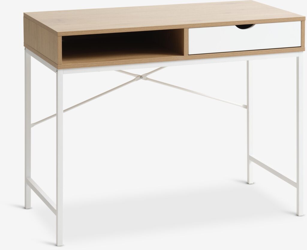 TRAPPEDAL skrivebord 48x95 1 skuff eik/hvit