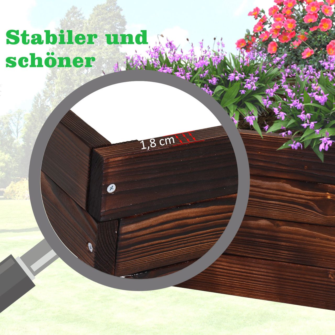Outsunny Hochbeet Pflanzkasten Gemüsebeet Kräuterbeet Massivholz Dunkelbraun
