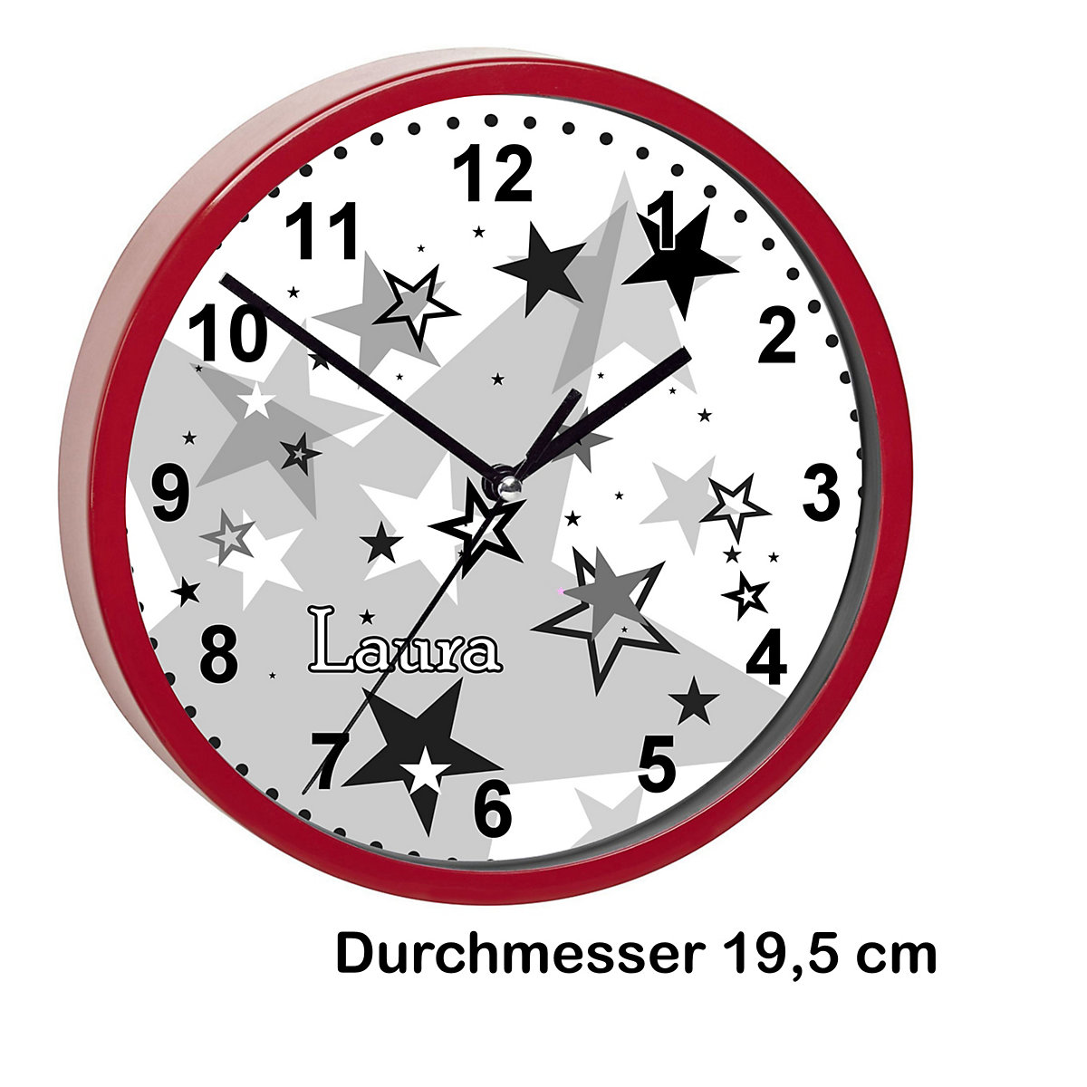 Kinder Wanduhr personalisiert mit Name Sternenhimmel Schwarz