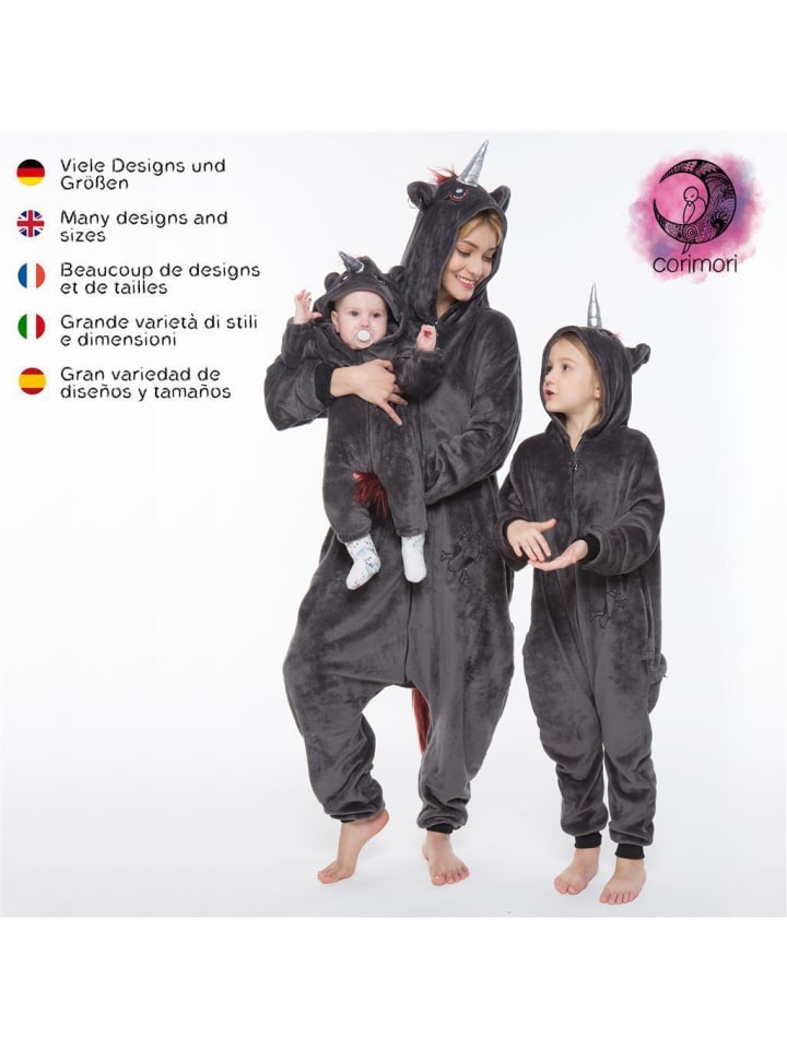 Corimori Onesie Kostüm in Anthrazit/lila günstig kaufen