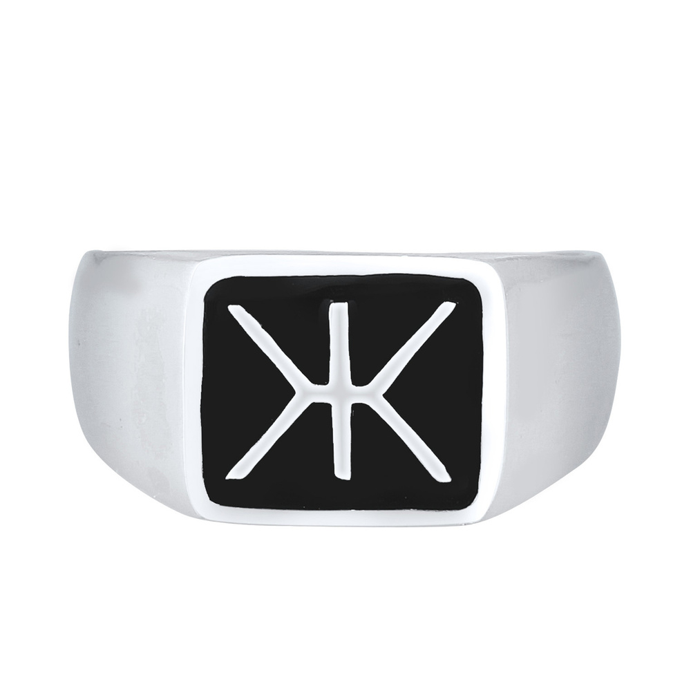 KUZZOI KUZZOI Bague Bague chevalière homme logo tendance avec émail en argent sterling 9 Bague