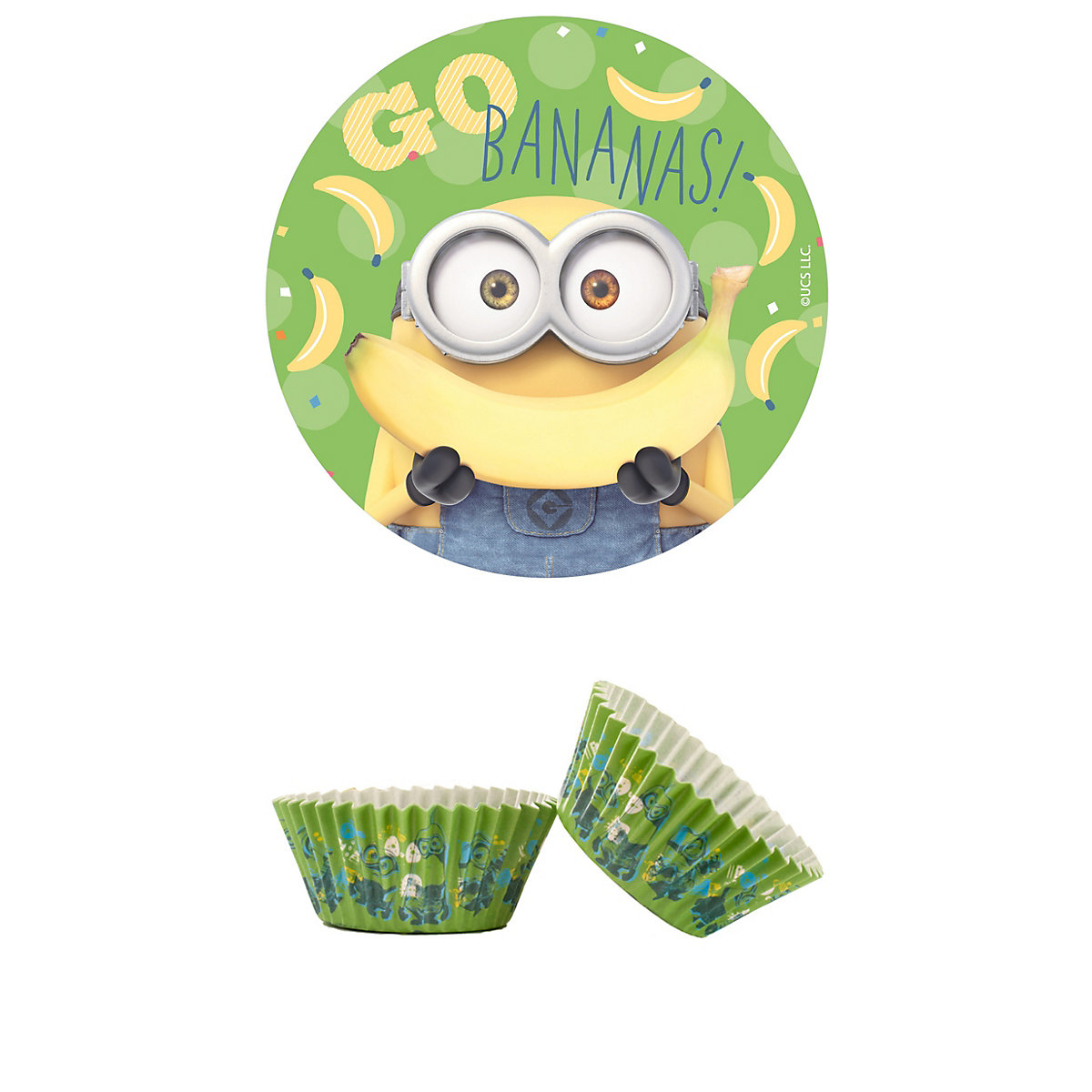 2er Set Minions Essbarer Tortenaufleger + 25 Muffinförmchen
