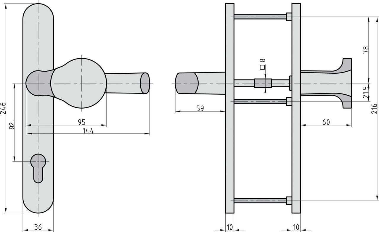 Basi Schmalrahmen-Wechsel-Garnitur - rund - Edelstahl - Lochung: PZ - 92/8 mm