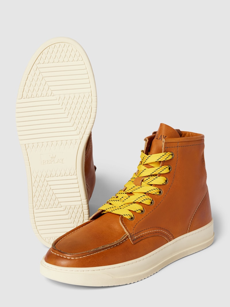 Boots aus Leder mit Label-Detail Modell 'RELOAD STATUS' in cognac