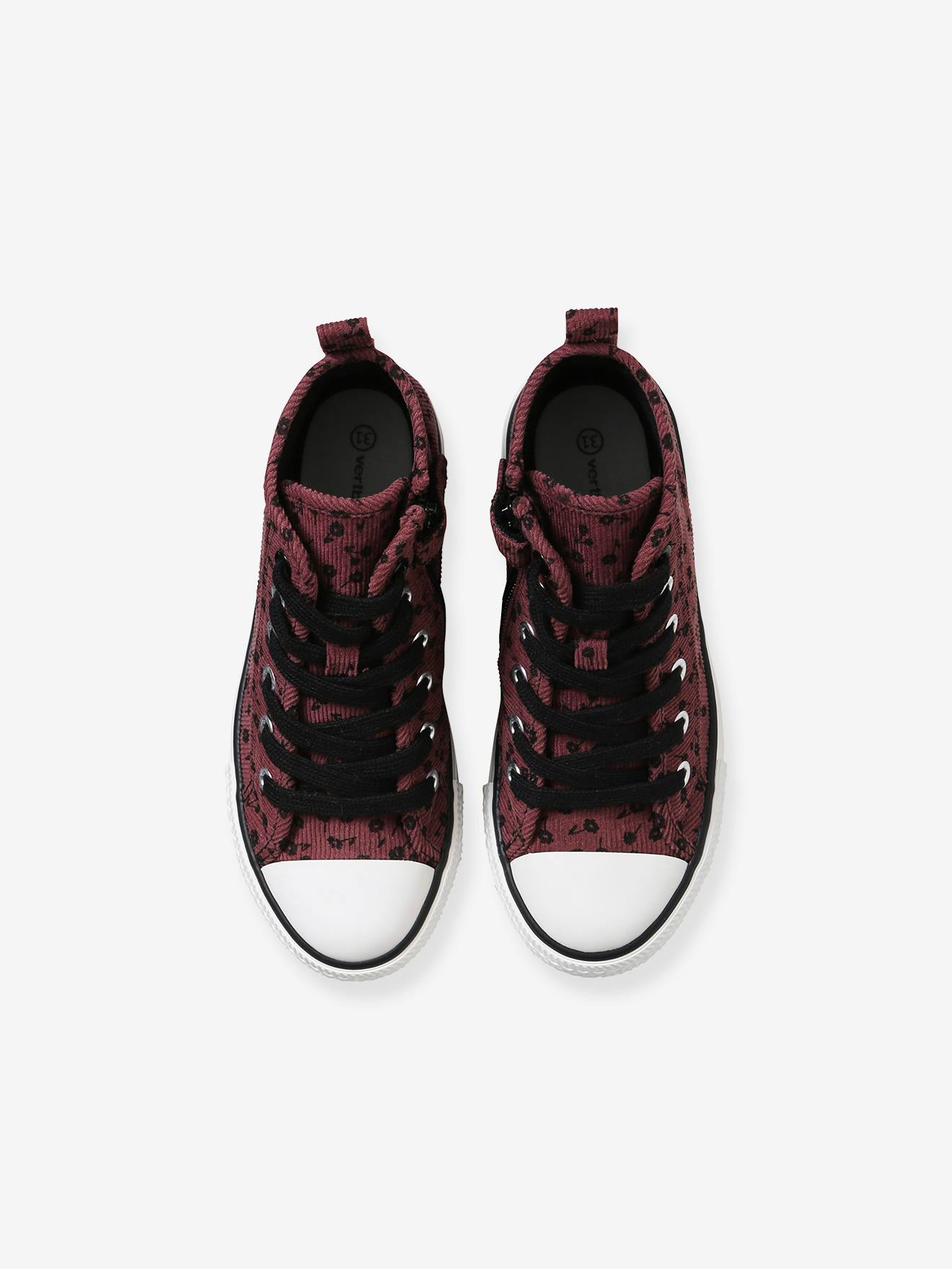 Baskets montantes laces et zippées velours fille vieux rose