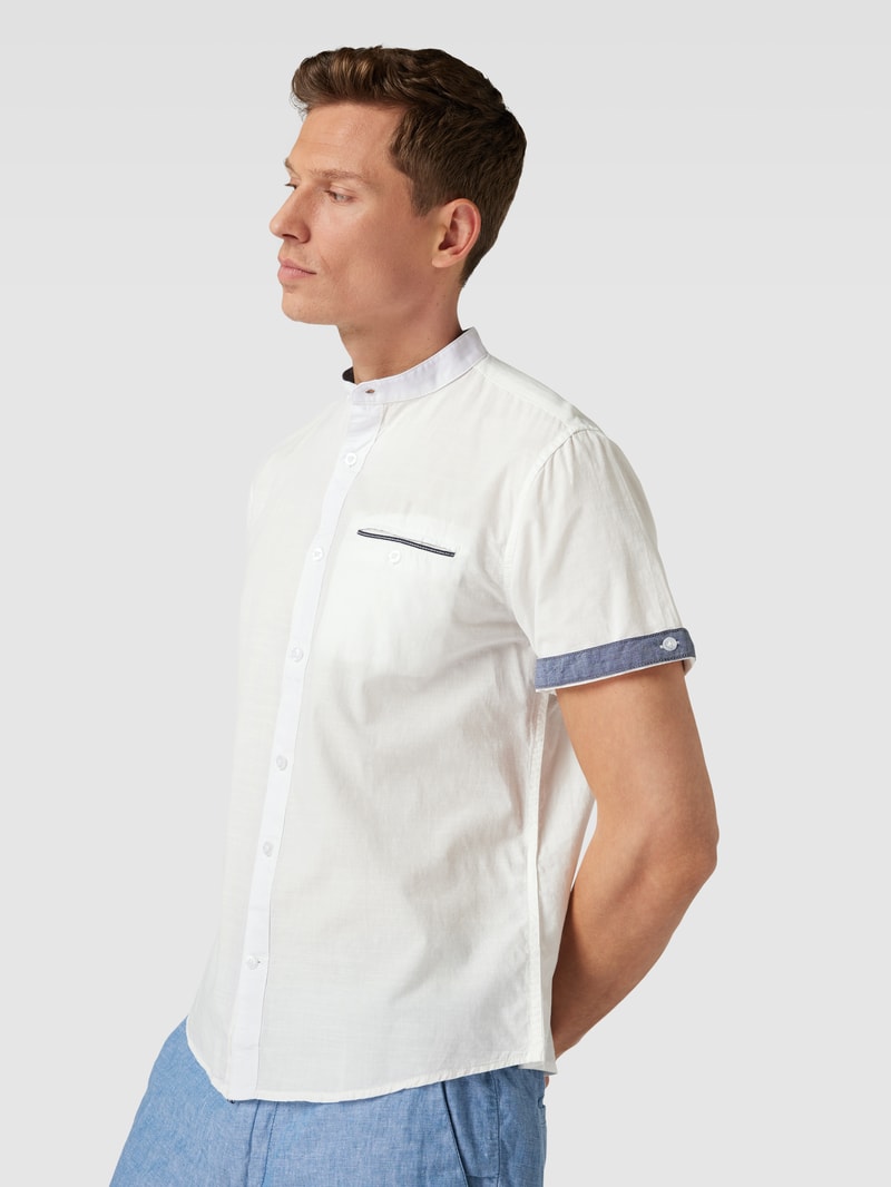 Freizeithemd mit Stehkragen Modell 'slubyarn' in offwhite