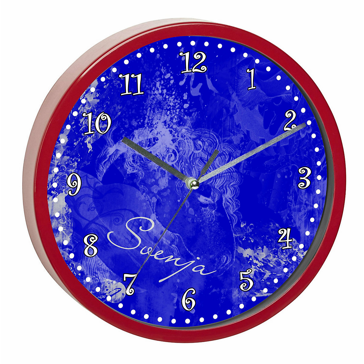 Kinder Wanduhr personalisiert mit Name Traum Blau